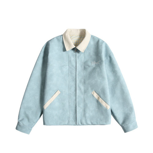 Damen Oversize Wildleder‑Optik Bomberjacke mit Cordkragen und verdecktem Reißverschluss Echoarchiv