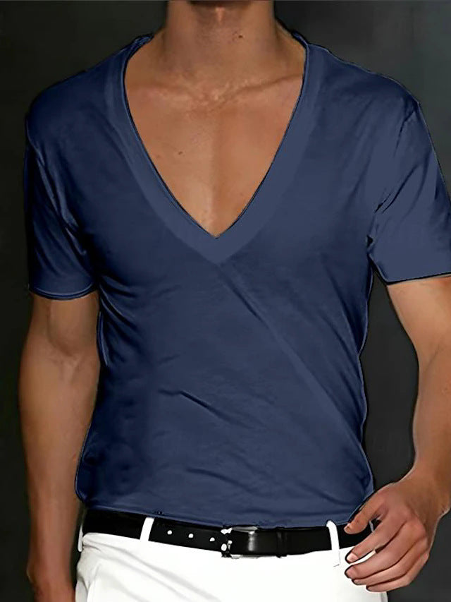 Herren V-Ausschnitt T-Shirt mit figurschmeichelndem Schnitt und hochwertigen Stoffen Echoarchiv