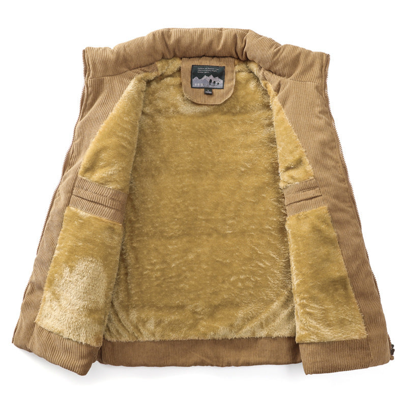 Herren Ärmellose Cordweste mit Sherpa-Innenfutter, gesteppter Thermoisolierung und Pattentaschen – Marzano