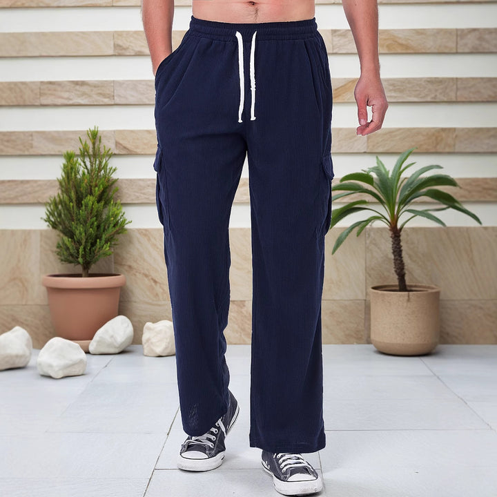 Herren Cord-Optik Cargo-Jogger mit Tunnelzug, elastischem Bund und aufgesetzten Klapptaschen – Bravaro