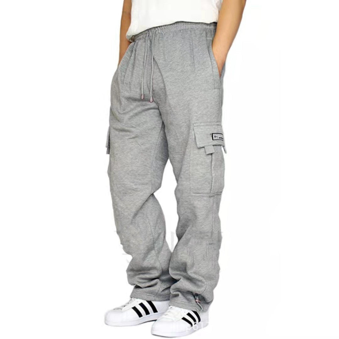 Herren lässige Cargo-Jogginghose mit Tunnelzugbund und aufgesetzten Cargotaschen – Bravaro