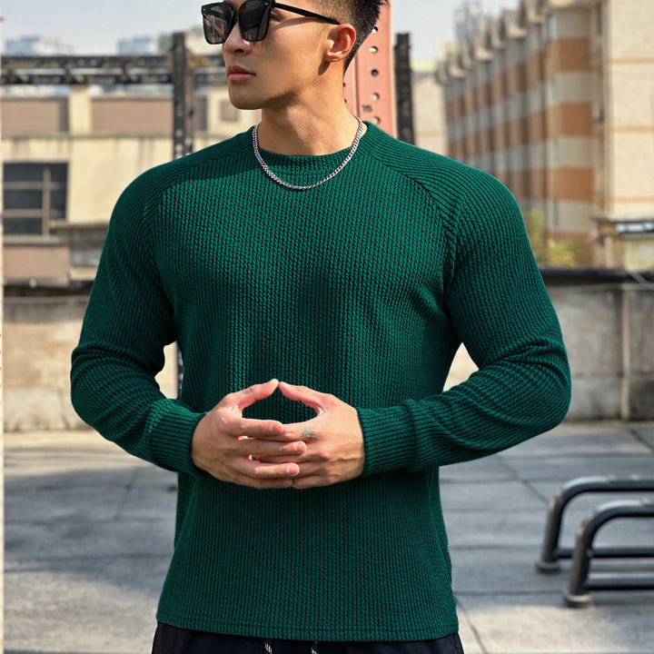 Herren Langarm Workout-Shirt mit strukturiertem Design und atmungsaktivem Stoff Echoarchiv