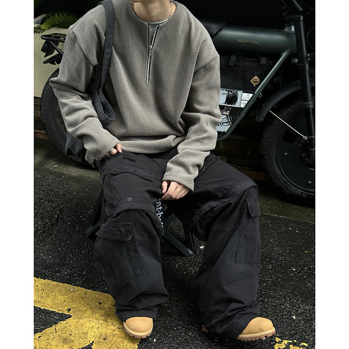 Herren moderner Strickpullover mit halblangem Reißverschluss Echoarchiv