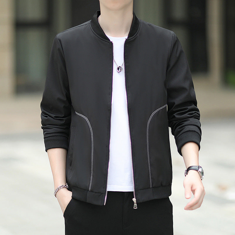 Herren leichter Nylon-Bomber mit minimalistischem Design und gerippten Bündchen Echoarchiv