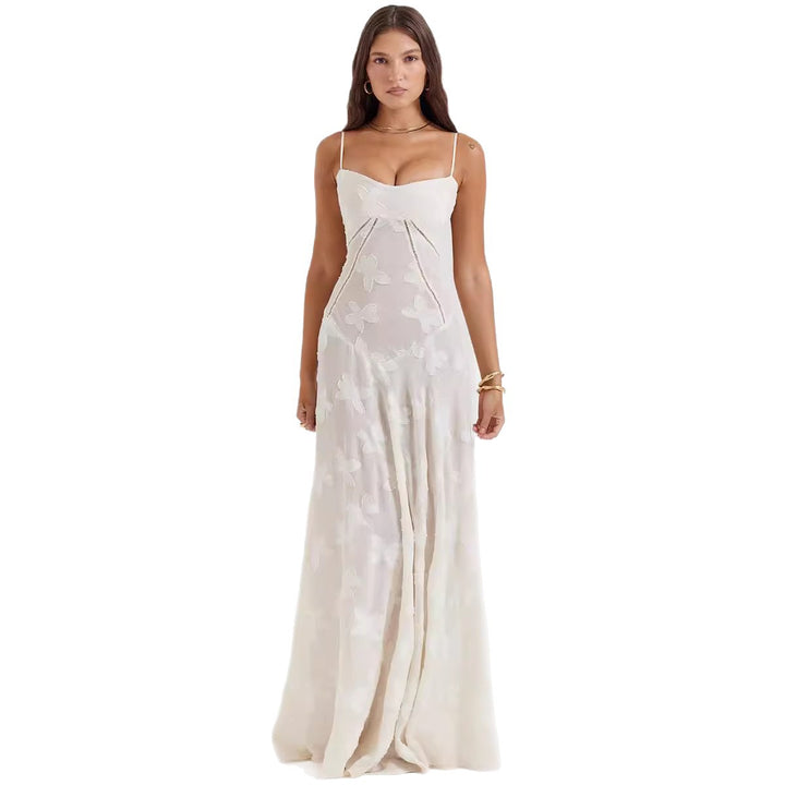 Damen Elegantes Maxikleid mit floralem Häkelmuster und raffiniertem Schnitt Echo Archiv