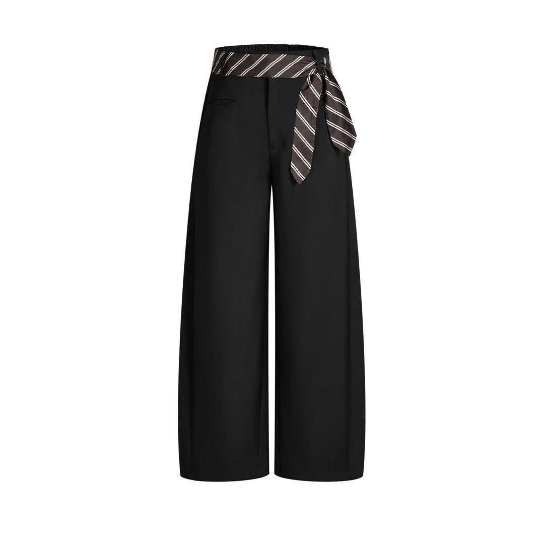 Damen Hochgeschnittene Palazzo-Culotte mit weitem Bein und gestreiftem Bindegürtel Echo Archiv