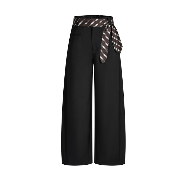 Damen Hochgeschnittene Palazzo-Culotte mit weitem Bein und gestreiftem Bindegürtel Echo Archiv
