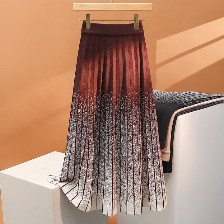 Damen Plissierter Maxirock mit elegantem Farbverlauf Echo Archiv