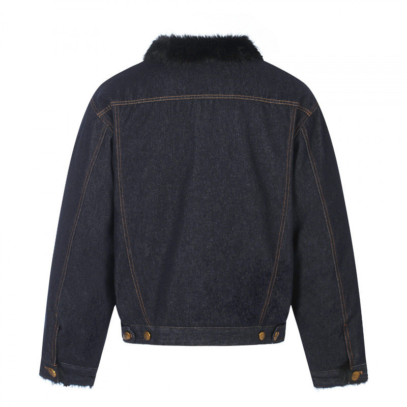 Herren Kurz geschnittene Denimjacke mit Kunstfellkragen und Teddyfutter‑Optik Echo Archiv
