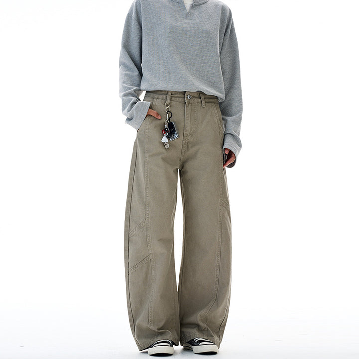 Damen weite Cargo-Hose mit hoher Taille und markanten Nahtdetails Echo Archiv