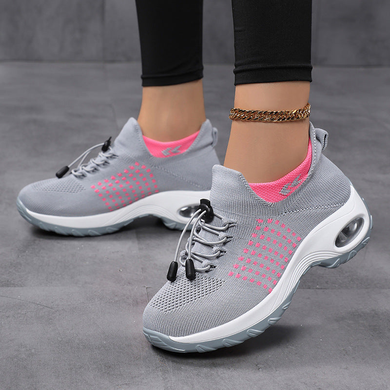 Damen nan atmungsaktive gestrickte Plateausneaker mit Luftkissenfederung und elastischem Schaft Echo Archiv