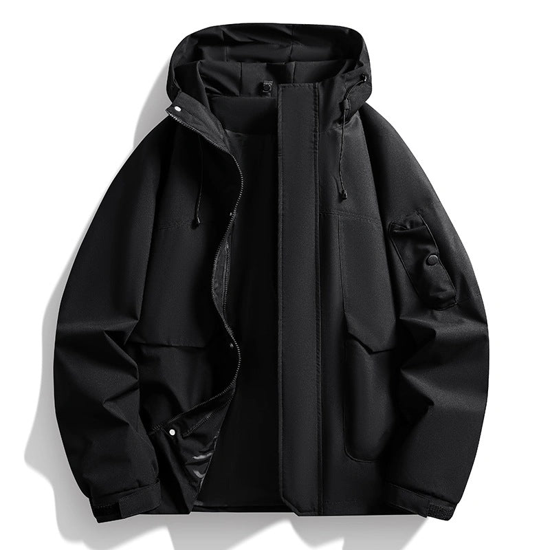 Herren Wasserdichte Kapuzenjacke im Utility-Stil mit verschweißten Nähten und verdecktem Reißverschluss Echo Archiv