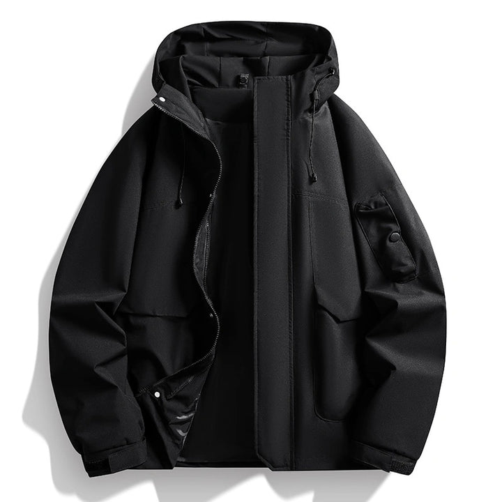 Herren Wasserdichte Kapuzenjacke im Utility-Stil mit verschweißten Nähten und verdecktem Reißverschluss Echo Archiv