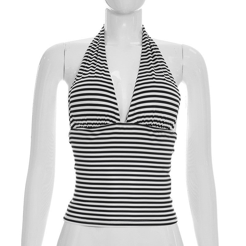 Damen Wickel-Bikinioberteil mit raffiniertem Halter-Design und gestreiftem Muster Echo Archiv