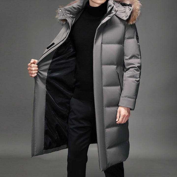 Herren Lang geschnittener Slim-Fit Steppparka mit abnehmbarer Kapuze und Thermofutter Echo Archiv