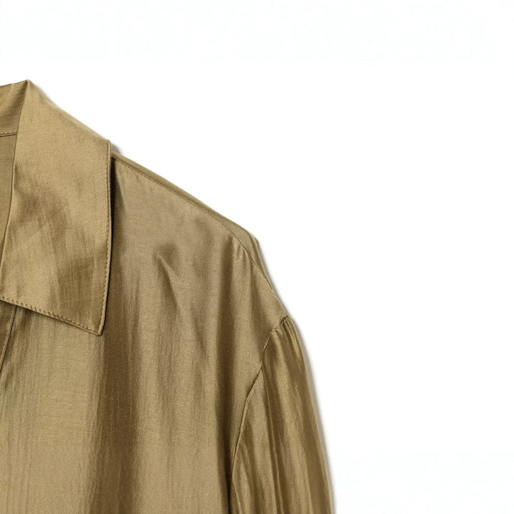 Damen Oversize Tunika Bluse aus schimmernder Crêpe‑Optik mit Hemdkragen und V‑Ausschnitt Echo Archiv
