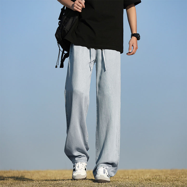 Herren lockere und bequeme Denim-Hose mit verstellbarem Bund Echoarchiv