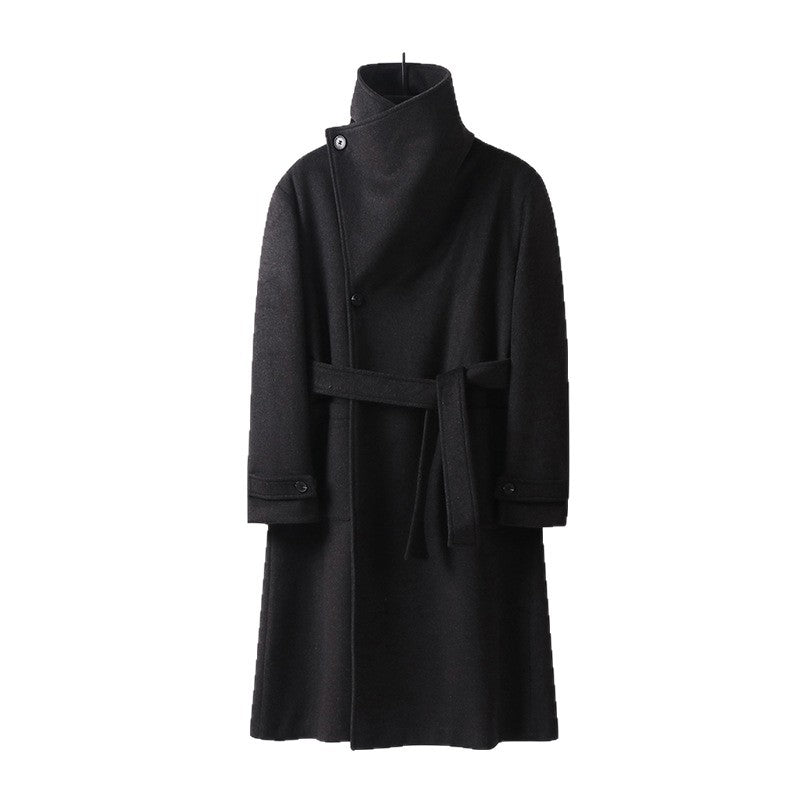 Damen Maxilanger Wollmix‑Mantel mit übergroßem Schalkragen und aufgesetzten Taschen Echoarchiv