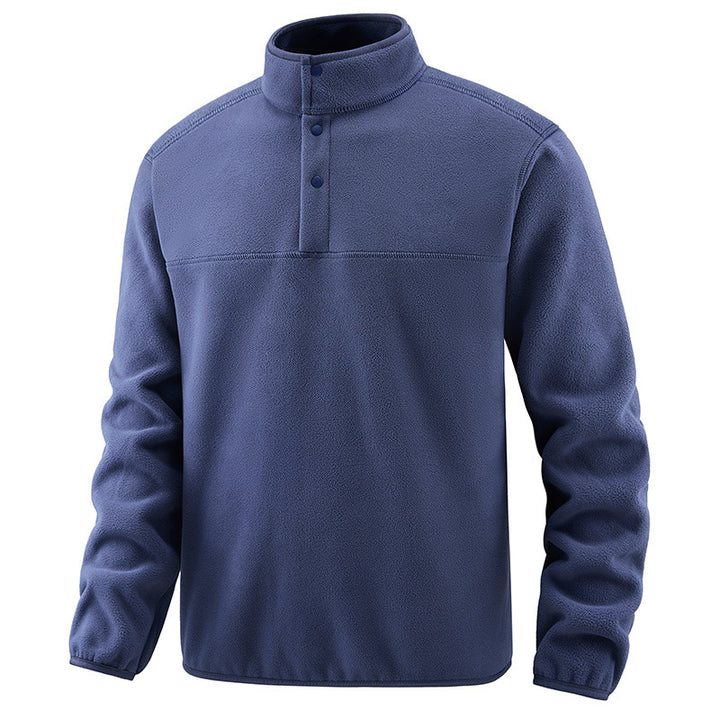 Herren Legerer Thermo-Fleece-Troyer mit Knopfleiste und elastischen Bündchen Echo Archiv