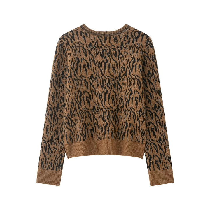 Damen nan kurzgeschnittene Jacquard-Strickjacke mit Zierperlenknöpfen Echo Archiv