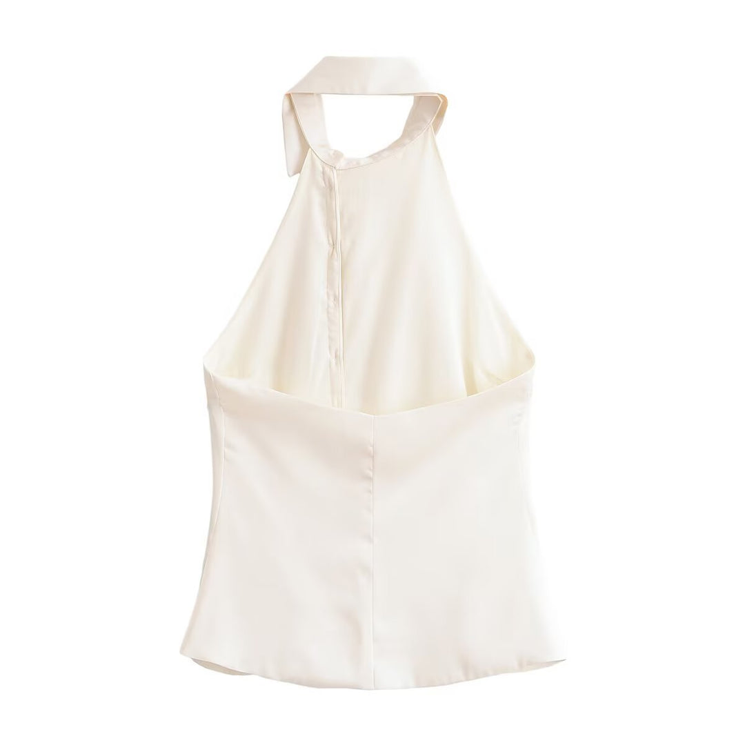 Damen Halterneck Bluse mit eleganter Knopfleiste Echo Archiv