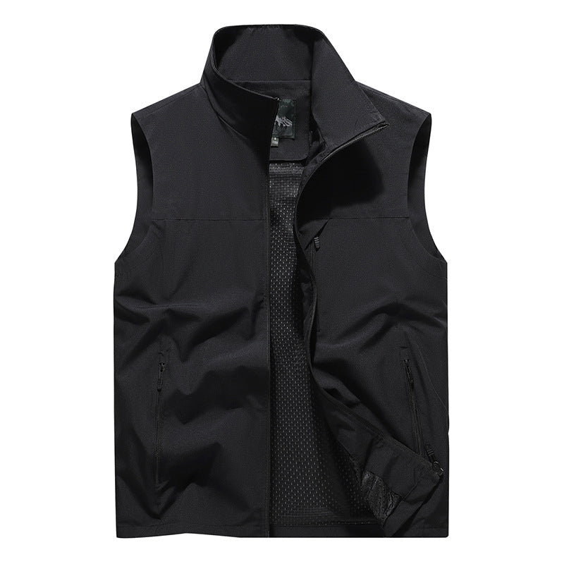 Herren Winddichte Softshell‑Outdoorweste mit belüftetem Mesh‑Innenfutter und verdeckten Reißverschlusstaschen – Marzano