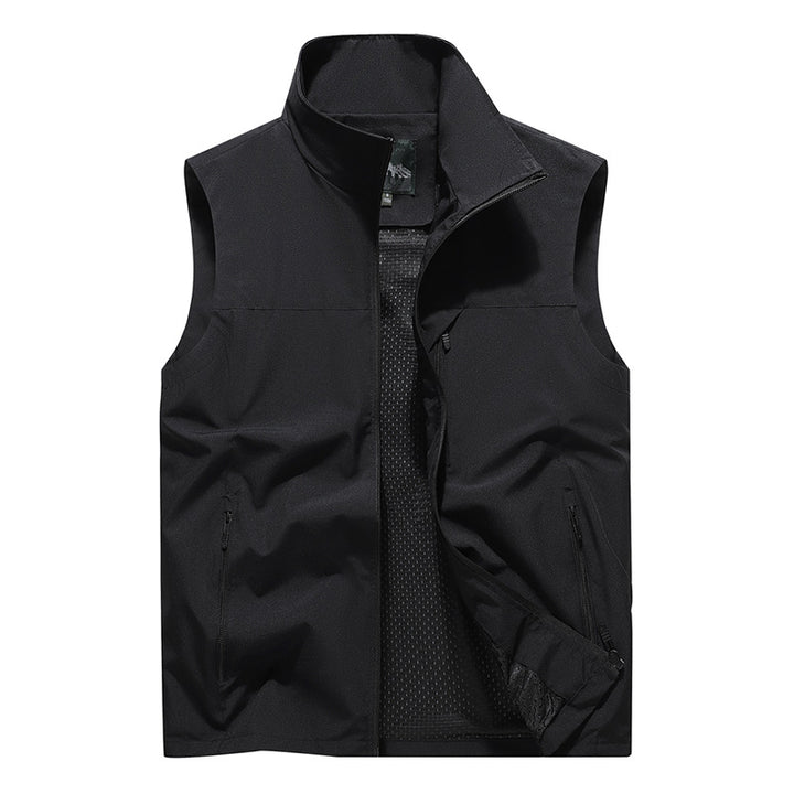 Herren Winddichte Softshell‑Outdoorweste mit belüftetem Mesh‑Innenfutter und verdeckten Reißverschlusstaschen – Marzano