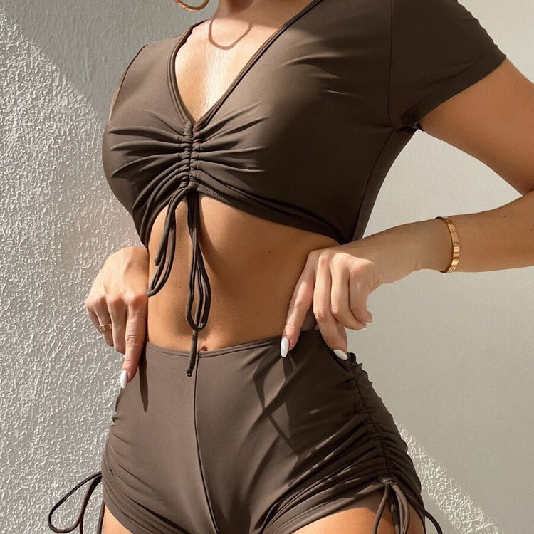 Damen Crop-Top Bikini-Set mit verstellbaren Rüschen Echo Archiv