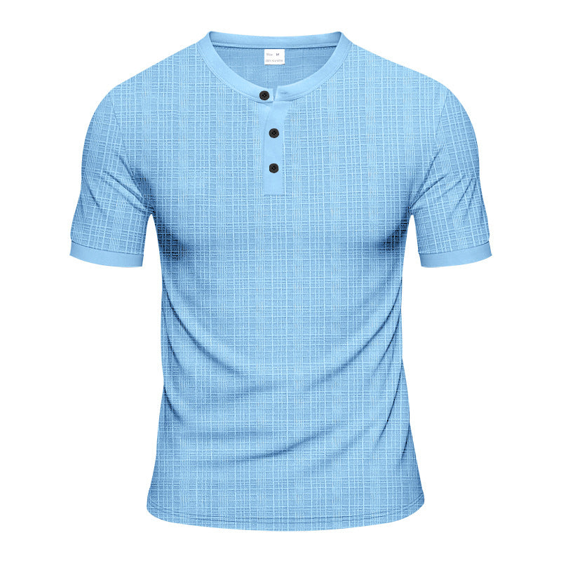 Herren modisches Kurzarmshirt mit Knopfleiste und strukturiertem Muster Echoarchiv