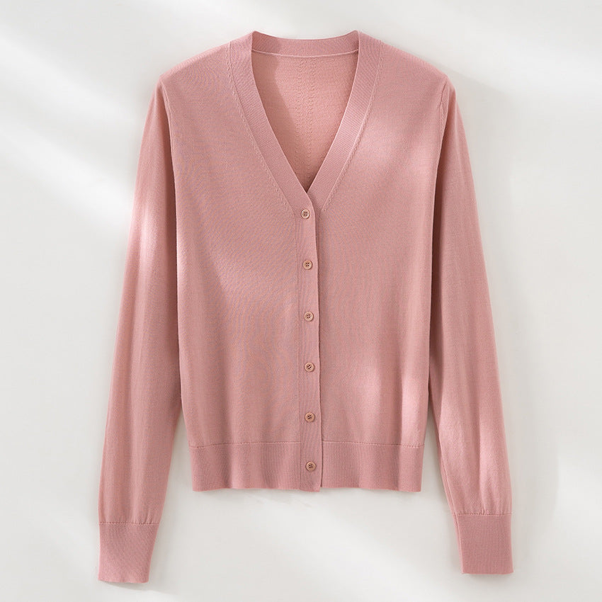 Damen Feinstrick-Cardigan mit V-Ausschnitt, Knopfleiste und Rippbündchen Echoarchiv