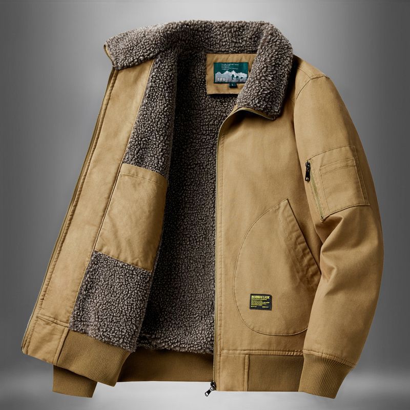 Men's sherpa-lined canvas flight jacket with ribbed trims and interior stash pockets – Taviero