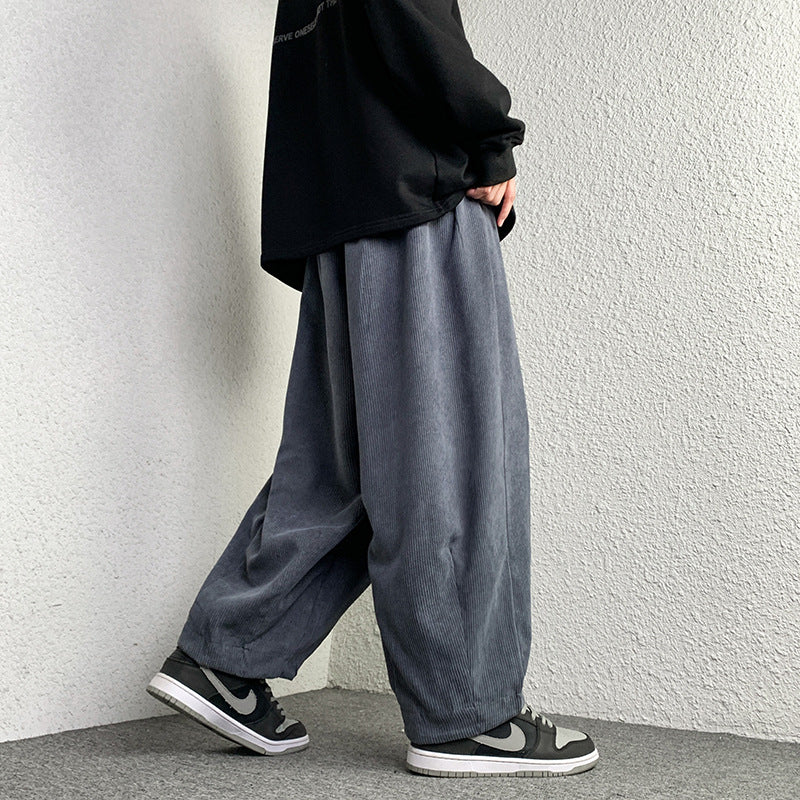 Unisex Extraweit geschnittene Cord-Loungehose mit Tunnelzug und elastischen Bündchen Echo Archiv