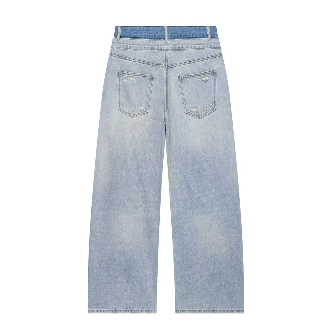 Damen Hochtaillierte Jeans mit weitem Bein und Destroyed-Optik Echo Archiv