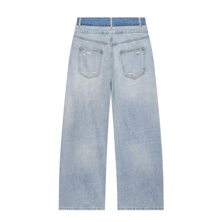 Damen Hochtaillierte Jeans mit weitem Bein und Destroyed-Optik Echo Archiv