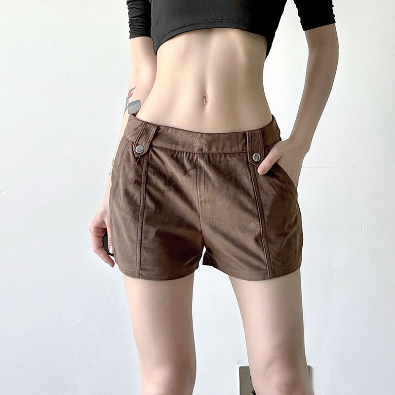 Damen modische Kunstleder Shorts mit eleganten Details Echo Archiv