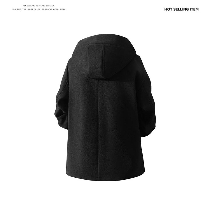 Herren nan Kapuzen-Mantel aus Wollmix mit Oversize-Schnitt und verdeckter Druckknopfleiste Echo Archiv
