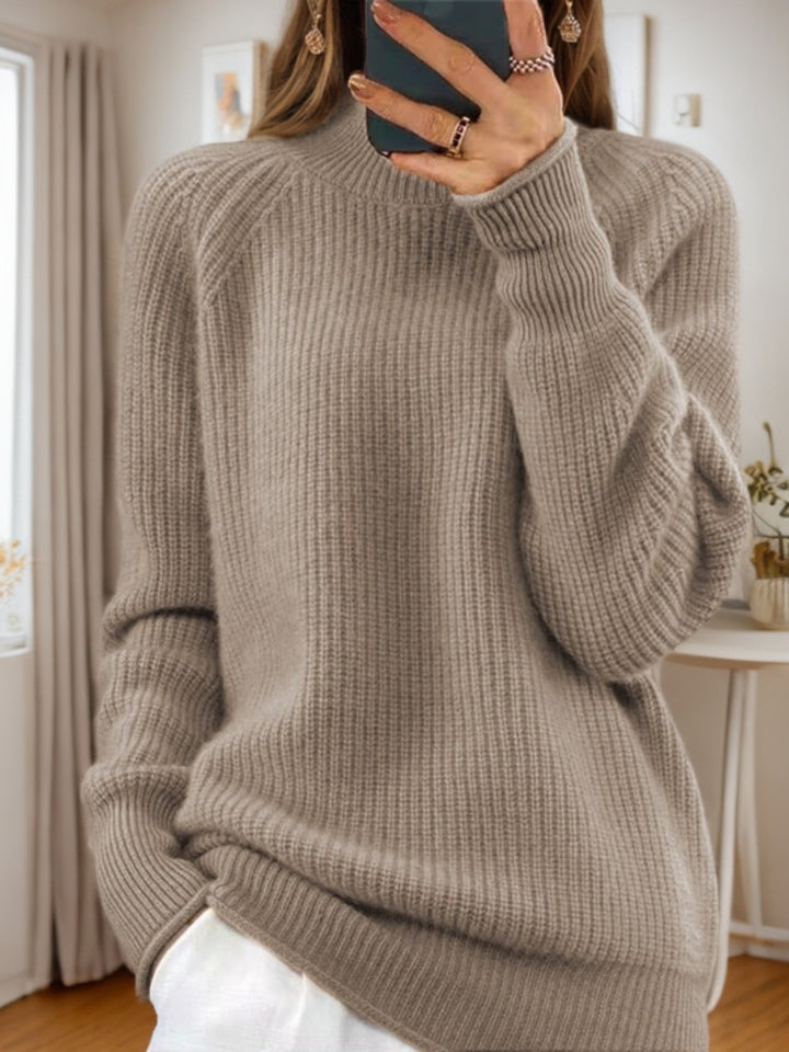 Damen nan kuscheliger Strickpullover mit Stehkragen und Rippstruktur Echo Archiv