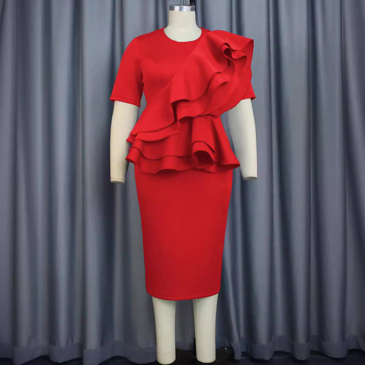 Damen elegantes Rüschenkleid mit taillierter Silhouette Echo Archiv