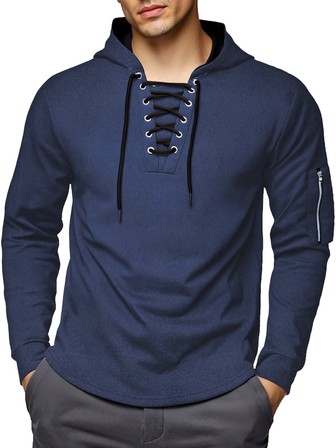 Herren Kapuzenpullover mit extravagantem Schnürdesign Echoarchiv