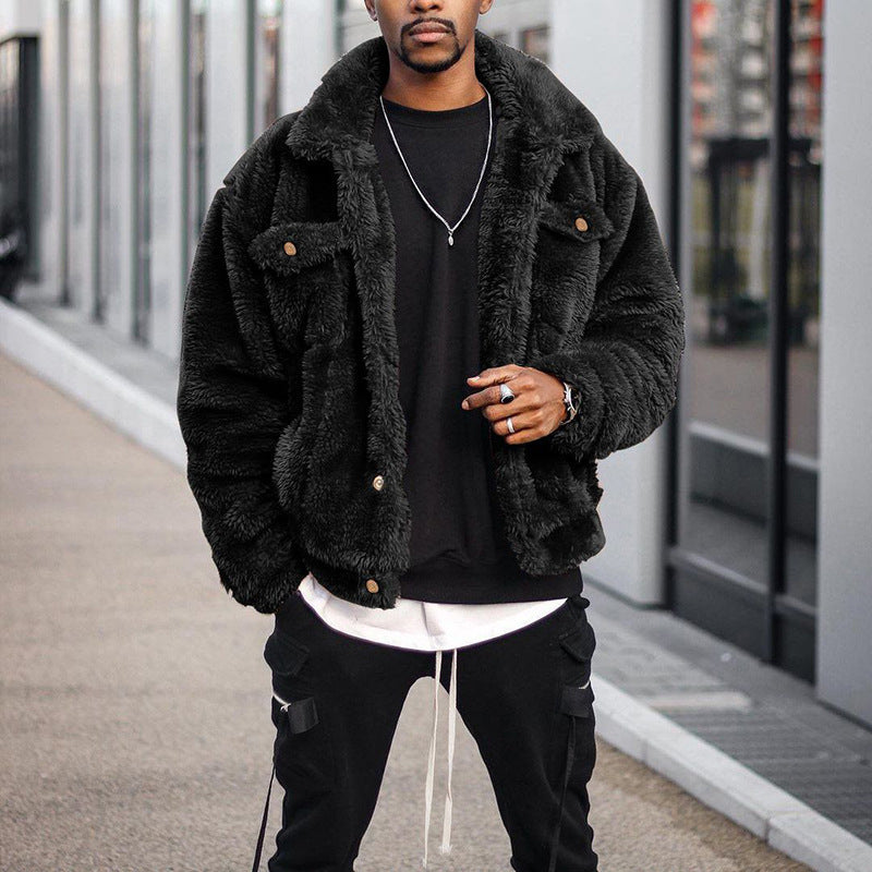Herren Modische Teddyjacke mit verschließbaren Taschen und hoher Wärmeisolierung Echoarchiv