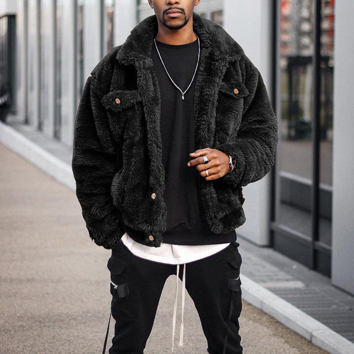 Herren Modische Teddyjacke mit verschließbaren Taschen und hoher Wärmeisolierung Echoarchiv