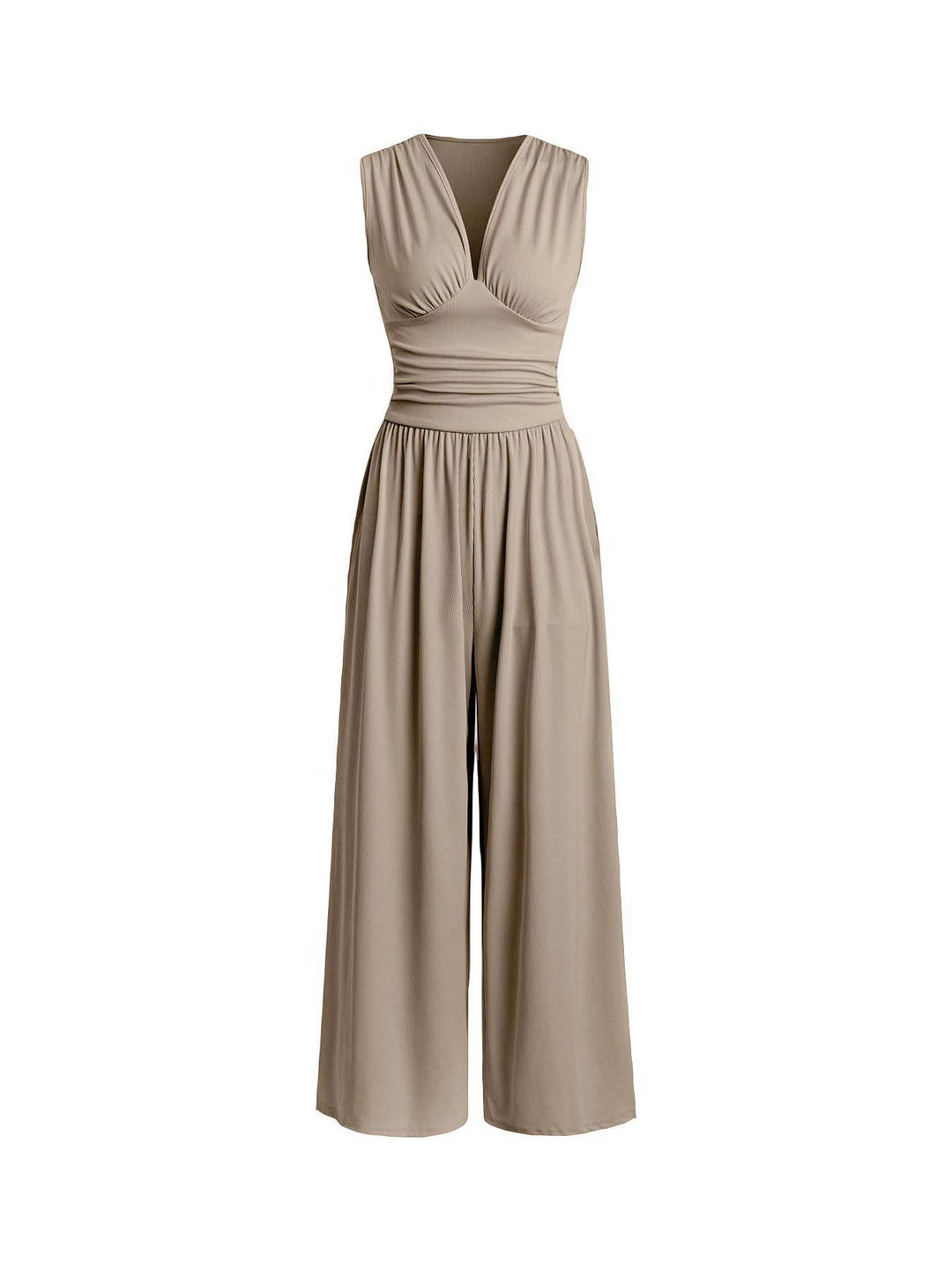 Damen Jumpsuit Palazzo Bein mit Taille