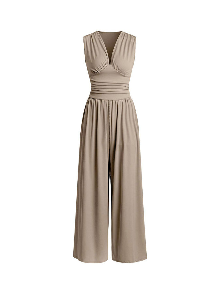 Damen Jumpsuit Palazzo Bein mit Taille
