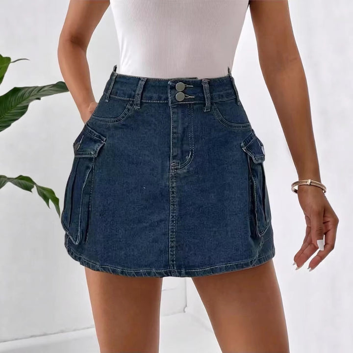 Damen Denim-Minirock mit aufgesetzten Taschen und modernen Details Echo Archiv