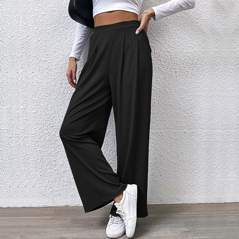 Damen Weite High‑Waist Stoffhose mit Bundfalten und Palazzo‑Silhouette – Avélisse