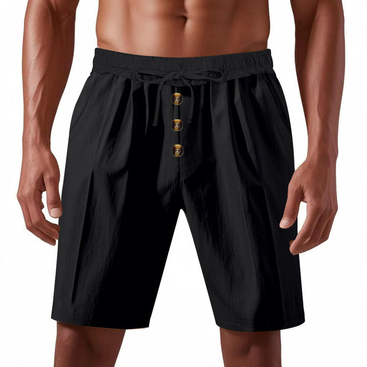 Herren Freizeit-Shorts mit dekorativen Knöpfen und elastischem Bund Echoarchiv