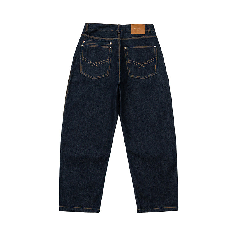 Damen Relaxed-Fit High-Waist Denimhose mit weitem Bein und markanter Nahtführung Echoarchiv