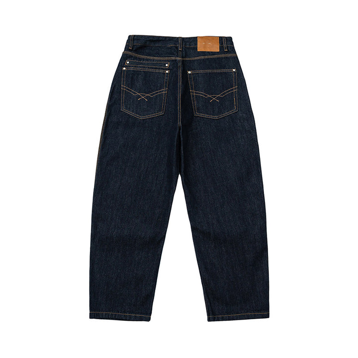 Damen Relaxed-Fit High-Waist Denimhose mit weitem Bein und markanter Nahtführung Echoarchiv
