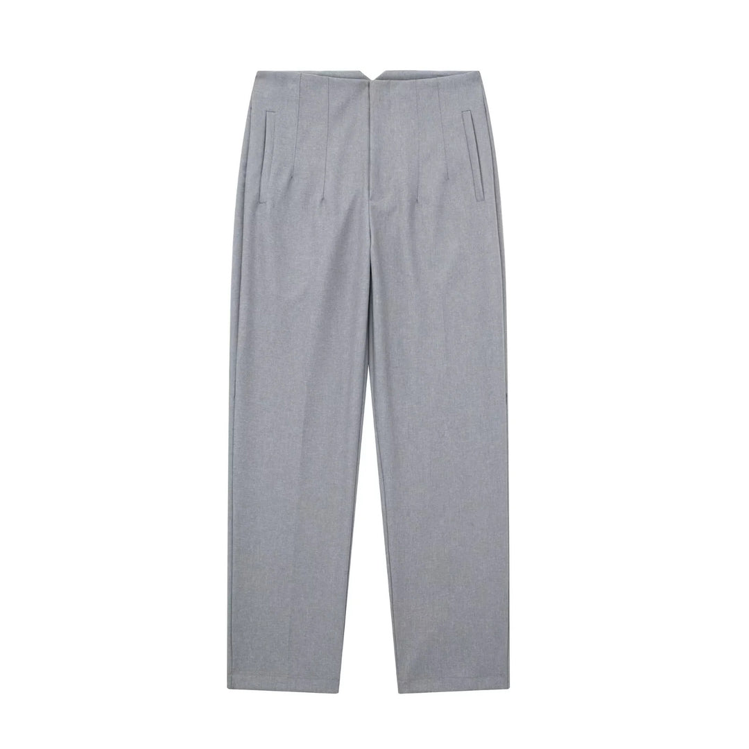 Damen Hochtaillierte tapered Anzughose mit Bügelfalte und Paspeltaschen Echo Archiv