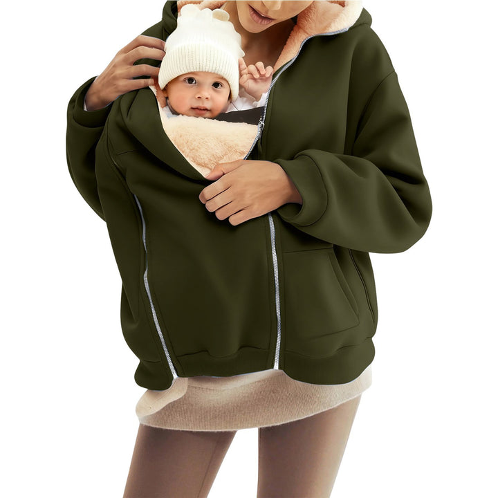 Damen nan Babytrage-Hoodie mit Teddyfutter und Zweiwege-Reißverschluss Echo Archiv